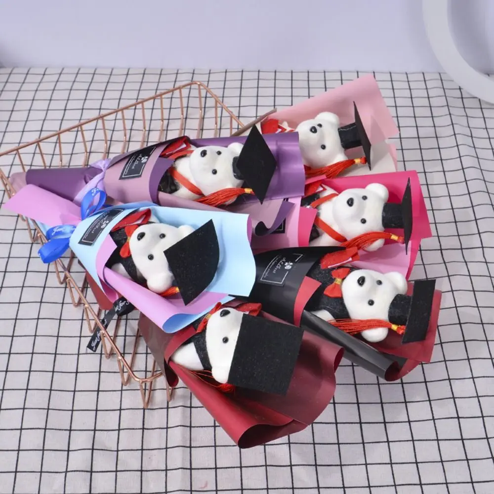 ช่อดอกไม้ตกแต่ง ช่อดอกไม้หมีรับปริญญา การ์ตูน ช่อดอกไม้ตุ๊กตาหมีน่ารัก ตุ๊กตาหมีหรูหรา หมีปริญญาเอก ของเล่น