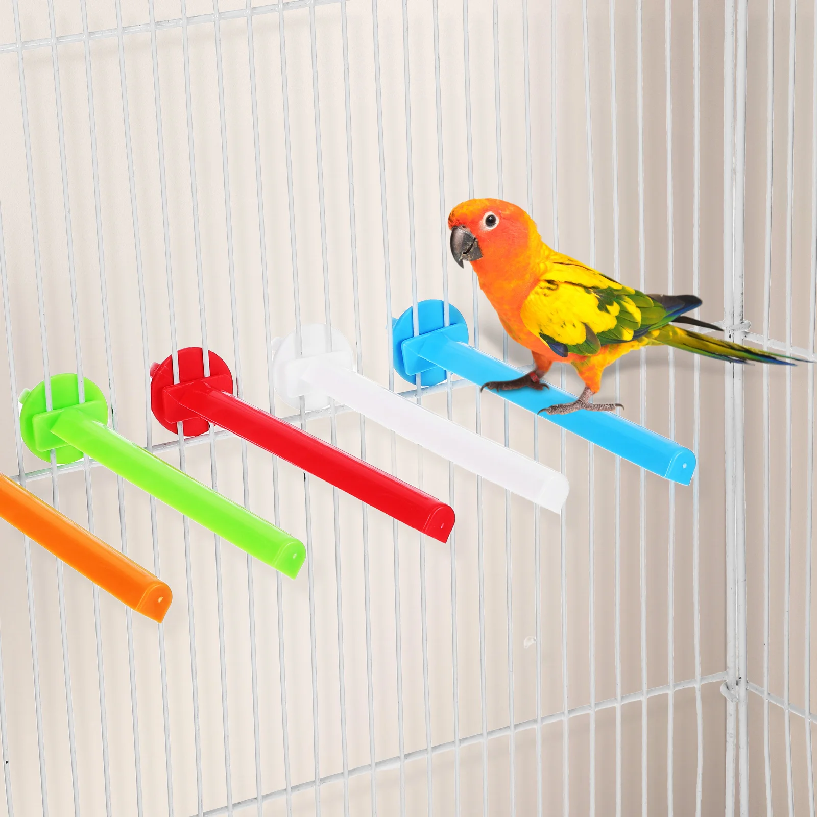 

10pcs Claw Grinding Perches Birdcage Stands Striped Parakeet Cage Large Parrot Perch Washable Sturdy Easy Setup Bird