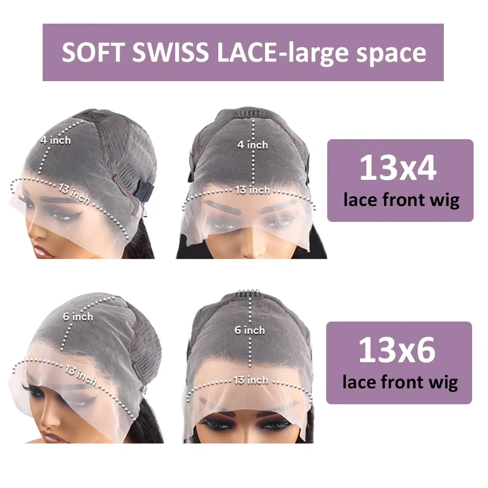 18-42 inch Body Wave 13x4 13x6 HD Transparent Lace Front Human Hair Wig Pre Plucked 200 250 Density Lace Frontal Wigs for Women image 6