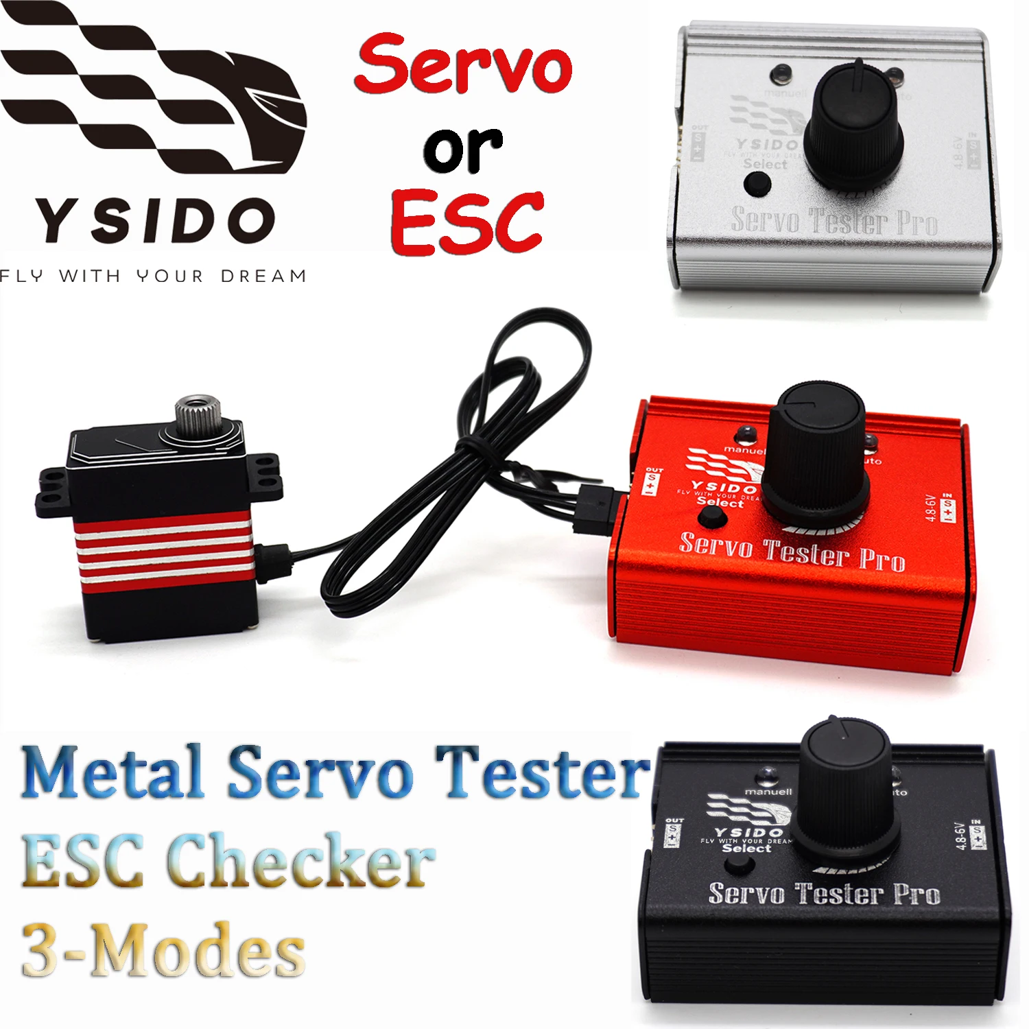 

YSIDO Digital Servo Metal Tester / ESC Checker Master 3-Modes 4.8-6V With Indicator Light for RC Model Helicopter Car Boat Parts