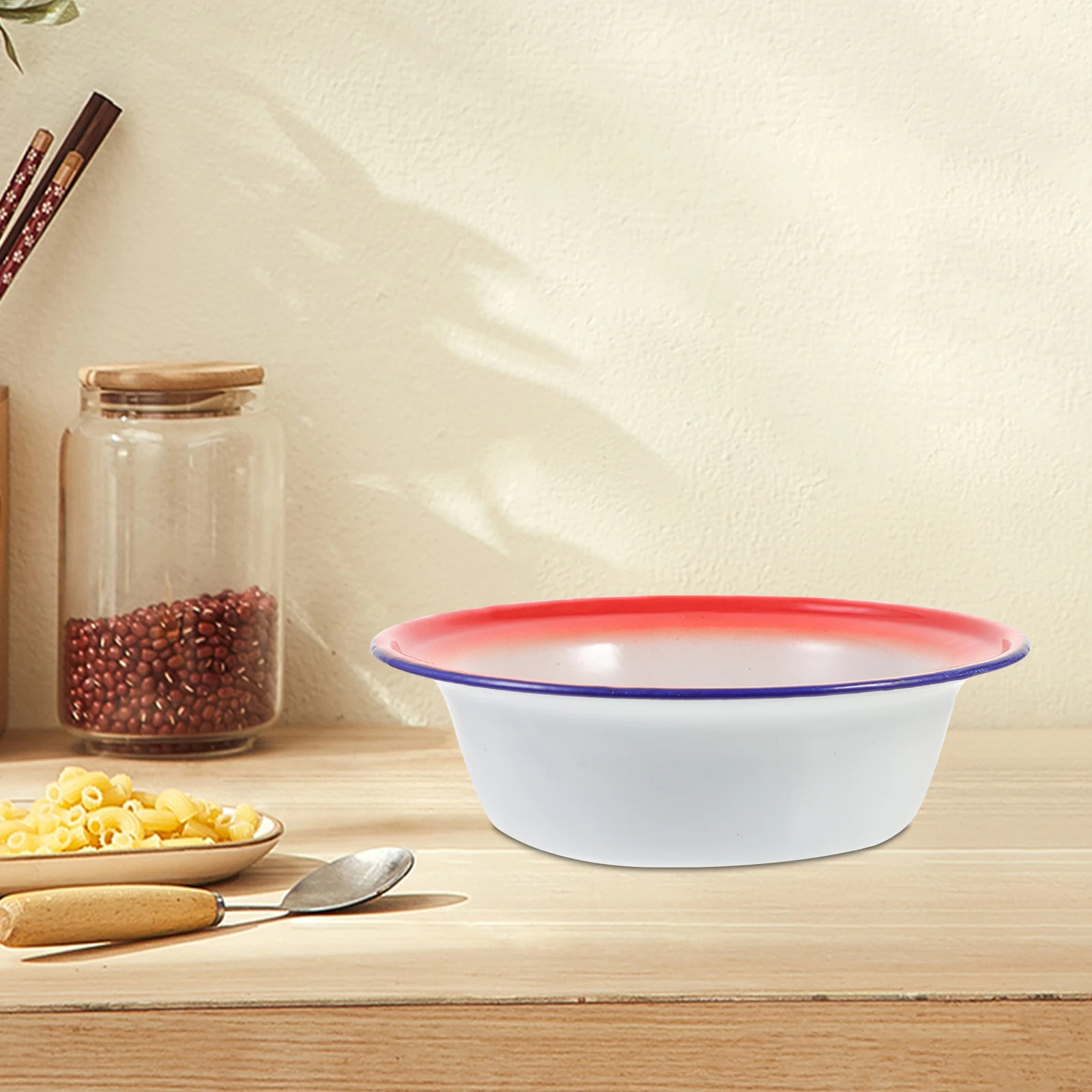 

5Pcs Retro Enamel Basin Set Deepen Enamelware Bowl for Kitchen Cooking Camping Grilling Serving Food Storage Bowl