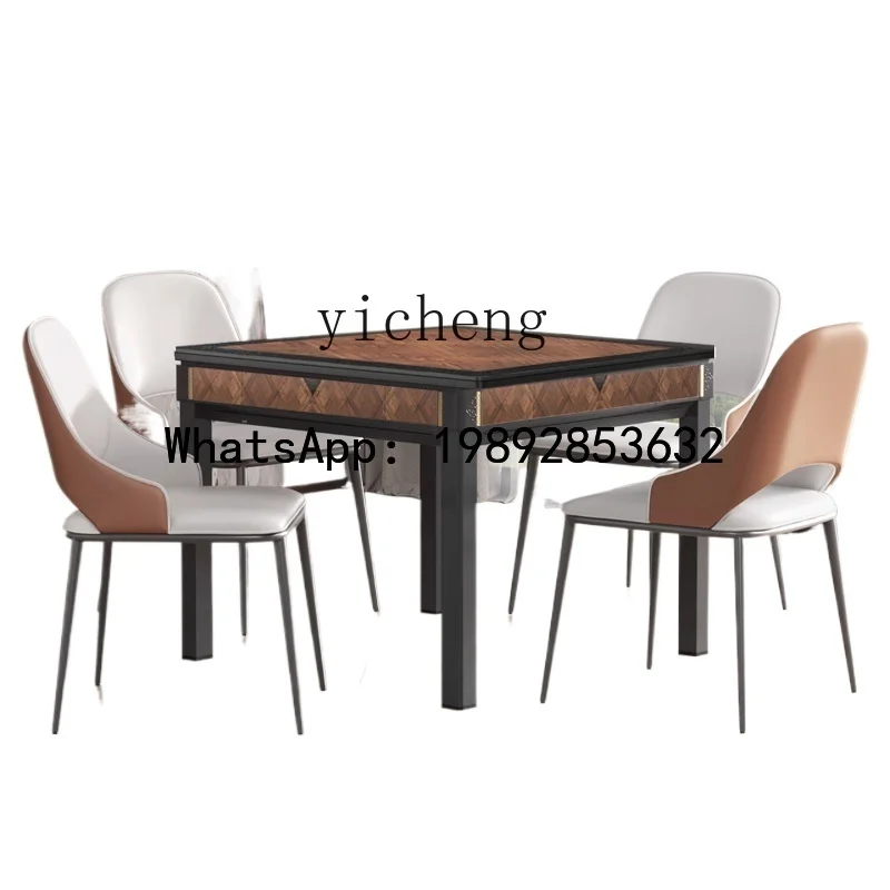 imitation solid wood Chinese mahjong machine household electric mahjong table dining table dual-purpose four-port mahjong