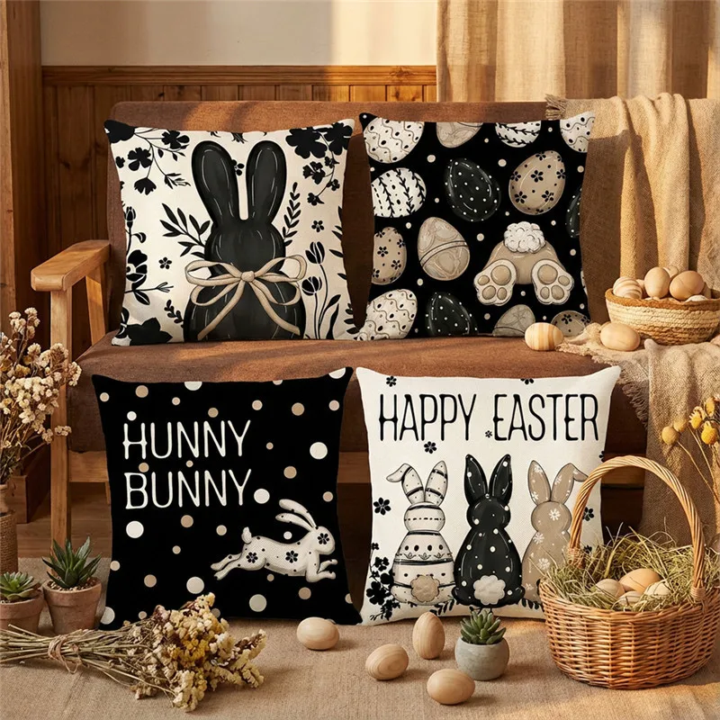 

Easter Throw Pillow Festive Decoration Sofa Throw Pillow Cover Rabbit Garland Throw Pillow Custom Bedroom Bedside Cushion
