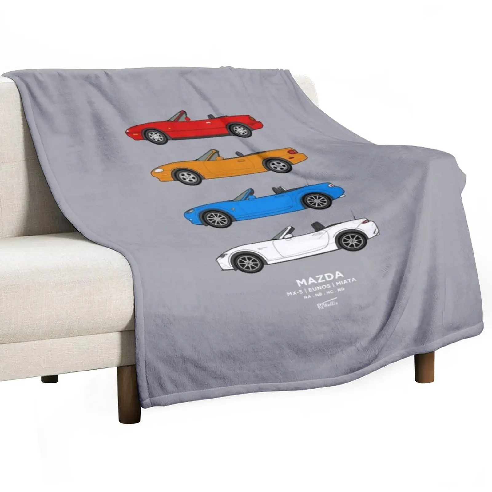 MX-5 / Miata / Eunos Classic Car Collection Throw Blanket Quilt Furry Multi-Purpose Blankets