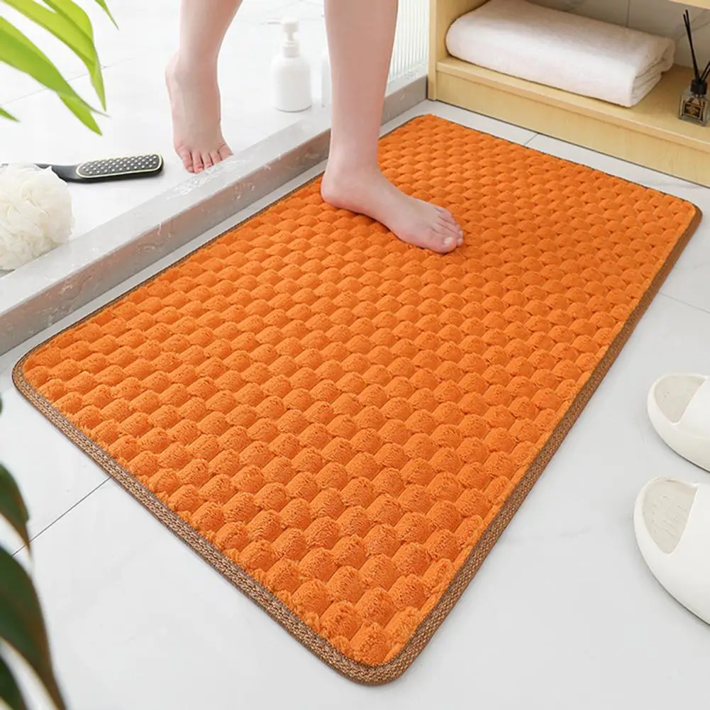 Slip-resistant Bathroom Mat High Density Anti-slip Bathroom Floor Mat with Quick Absorbent Quick-drying Solid Color 3d Texture