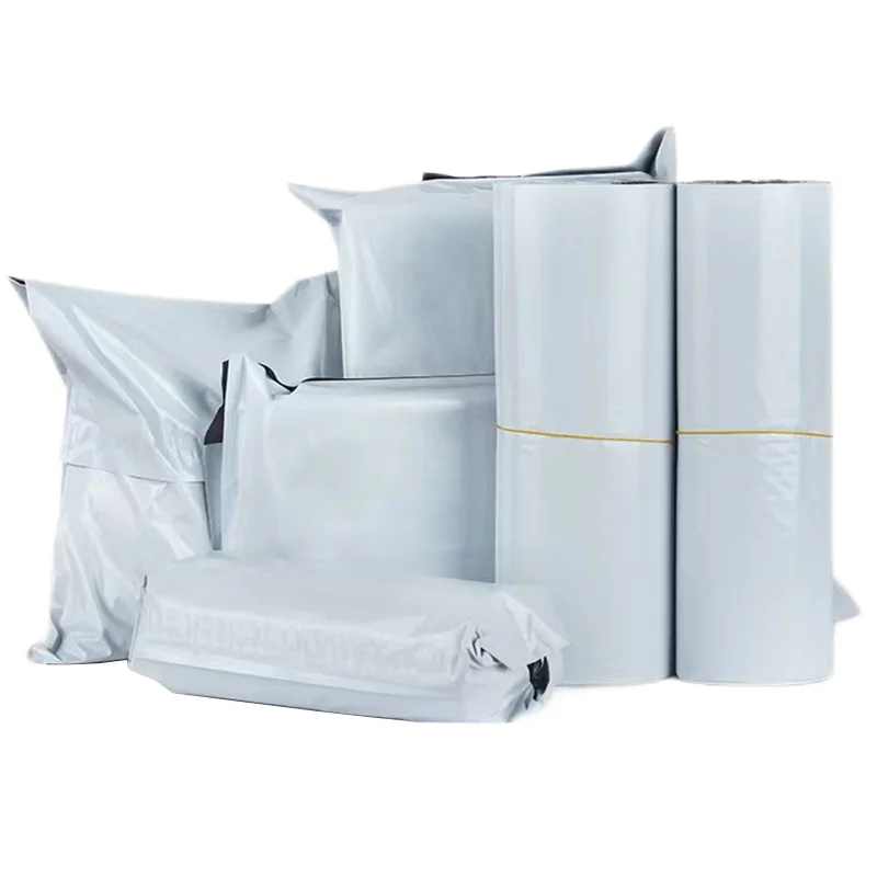 

100 шт., транспортировочные сумки-конверты, пластиковые экспресс-конверты для хранения, серый, белый цвет, почтовые пакеты, самоклеящаяся уплотнительная курьерская сумка