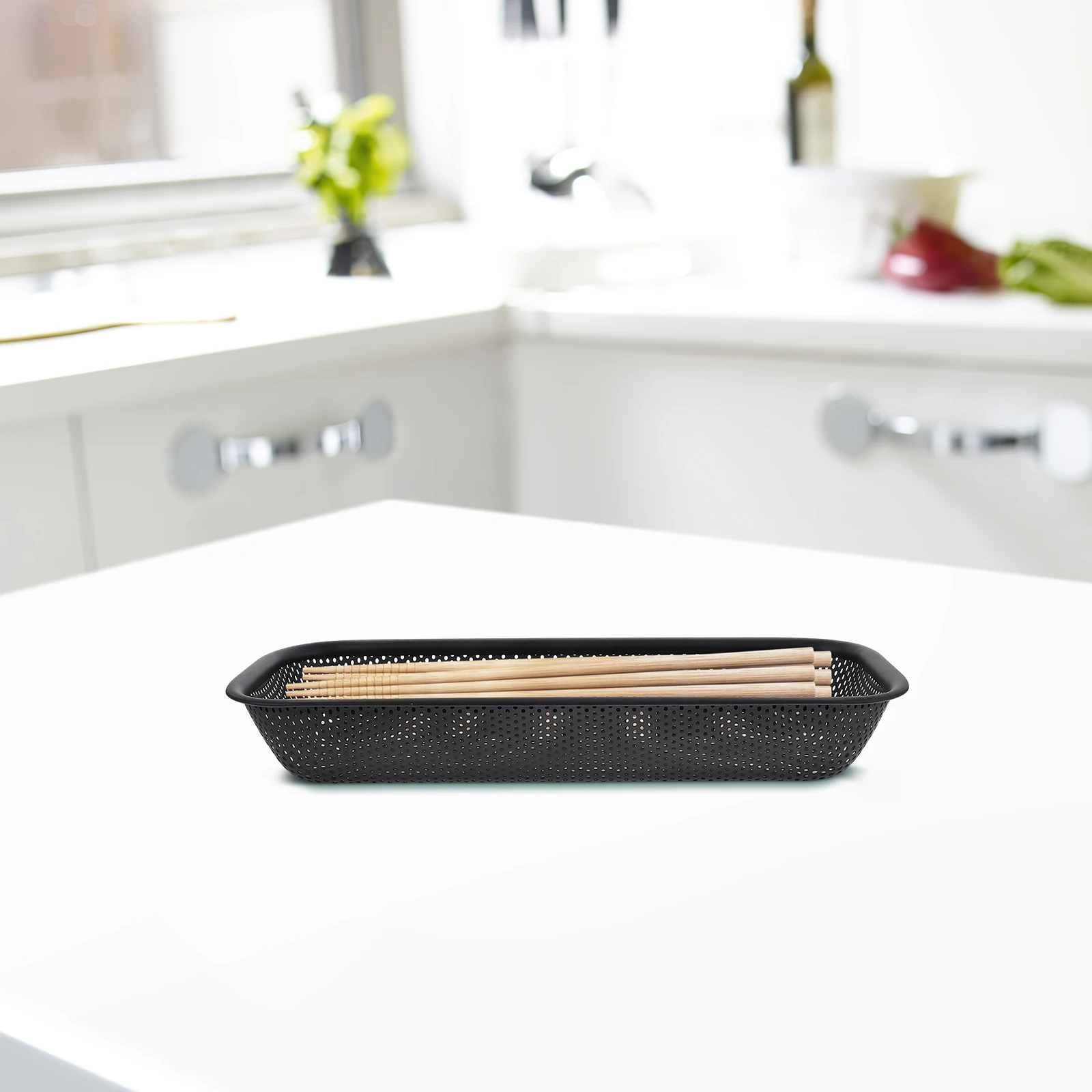 

Stainless Steel Chopstick Holder Dishwasher Basket Silverware Drying Rack Flatware Container Kitchen Storage Black Small