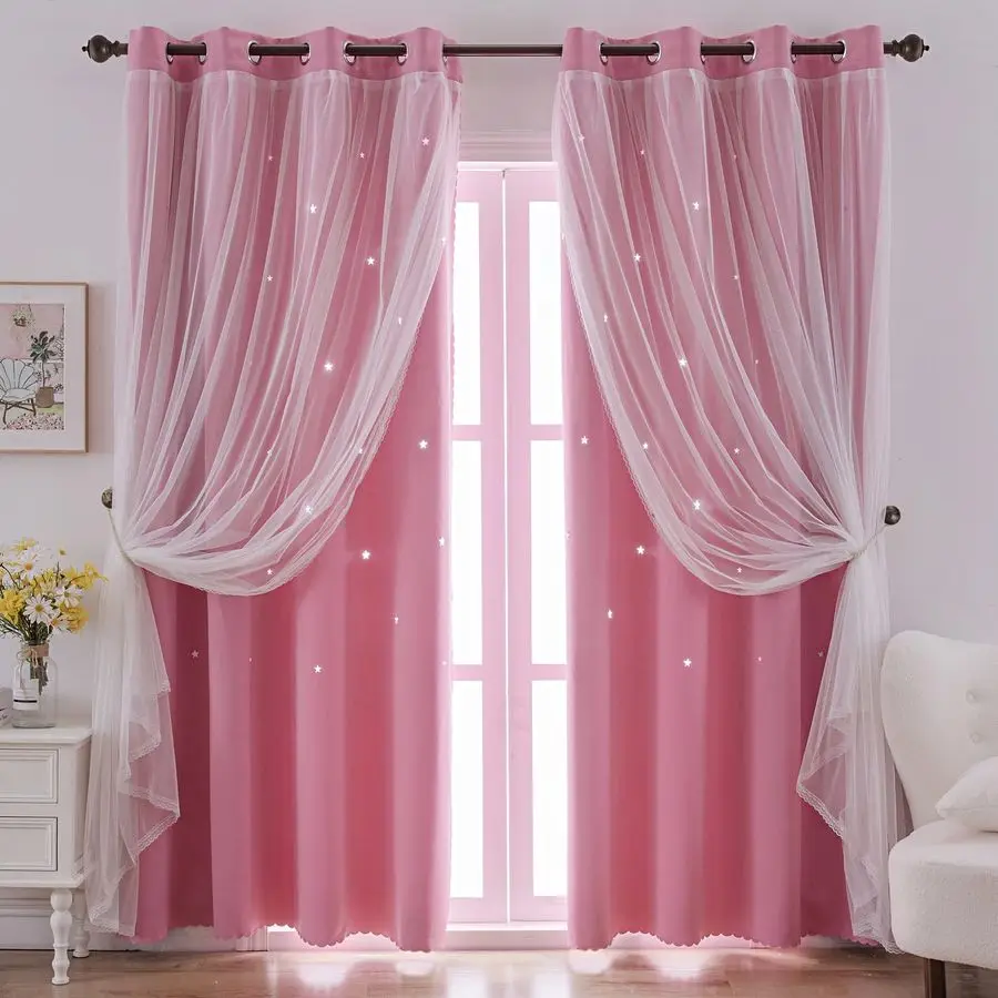 

Star Cutout Kids Window Blackout Curtains for Girl Bedroom Window Room Darkening Curtains amp Drapes Baby Nursery Curtains 2 Pan