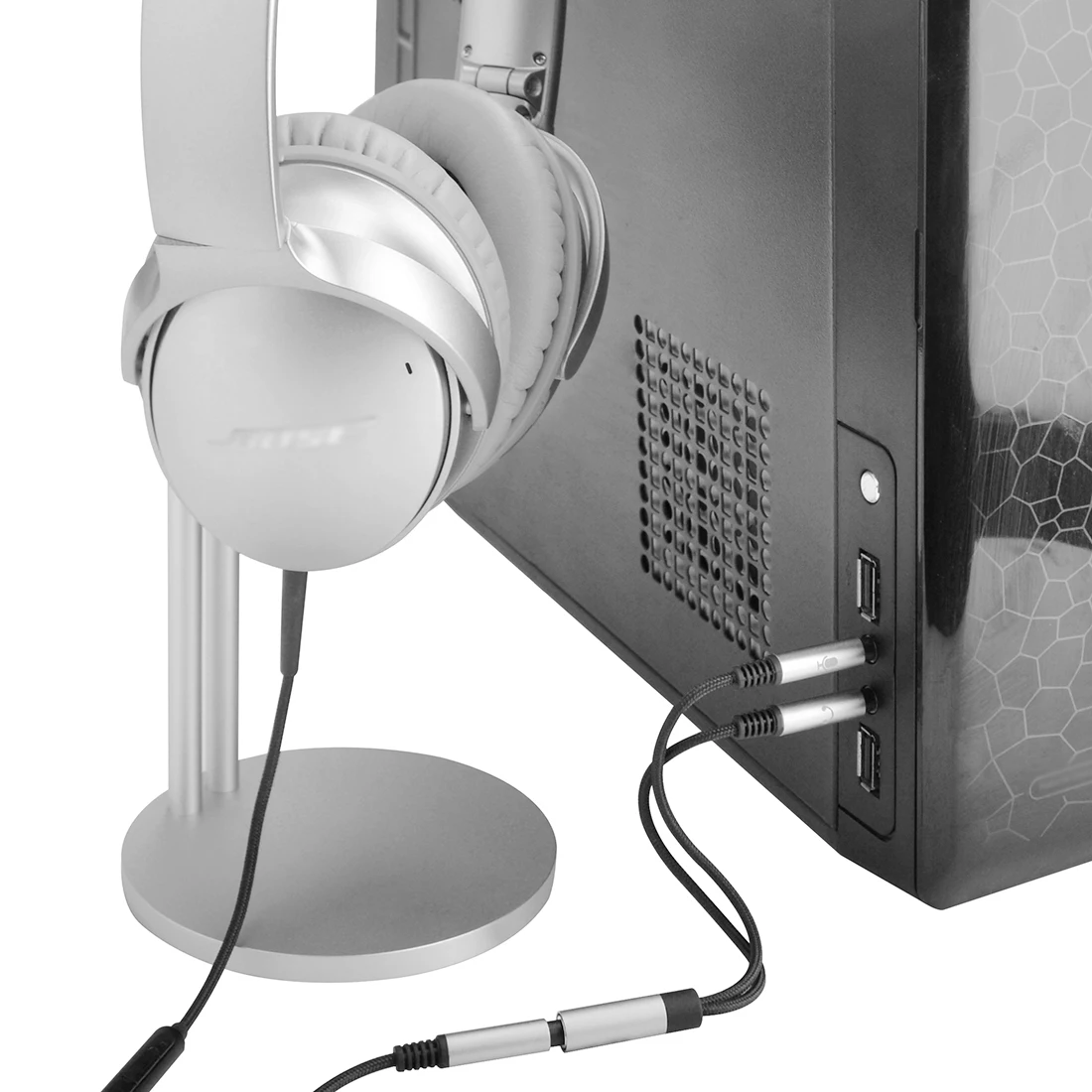 Geekria adaptador Y divisor de auriculares trenzados de nailon, Cable divisor de auriculares para PC, ordenador portátil Y portátil, versión antigua