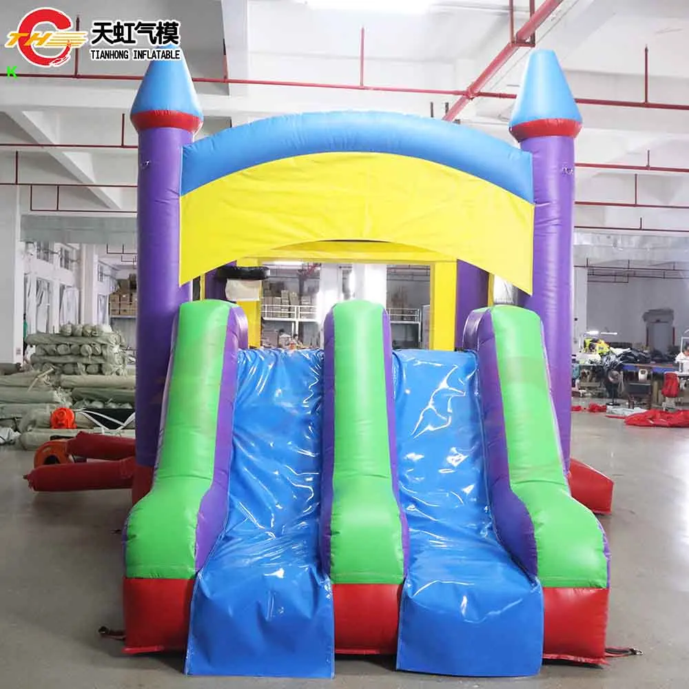 Castillo inflable de 5x3,5x3,5 m con tobogán, azada inflable duradera comercial para niños