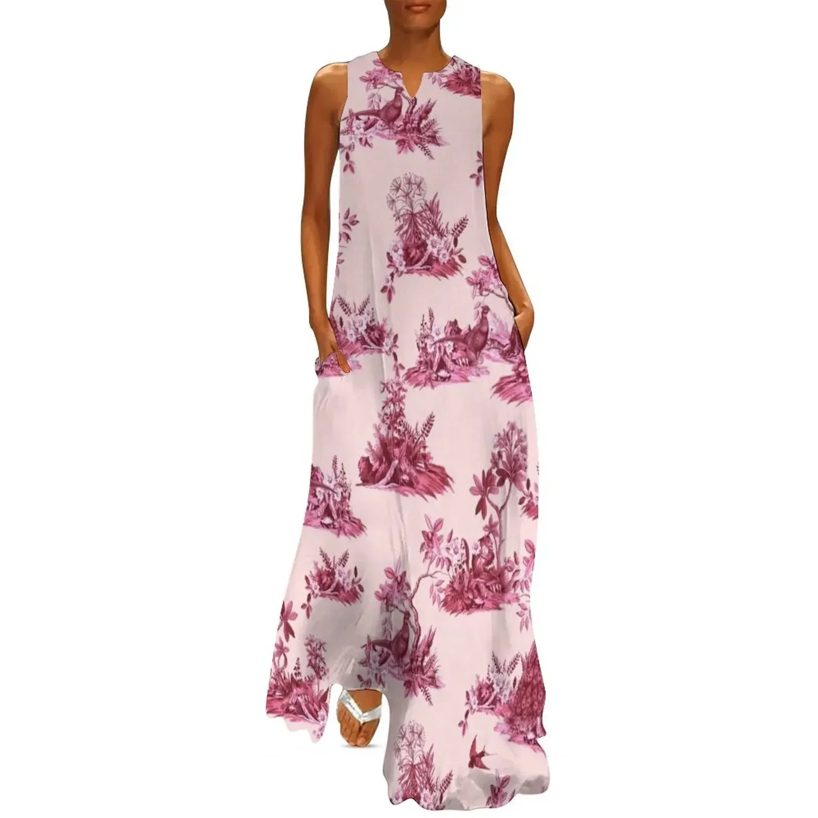 

Red Peacock Toile de jouy Long Dress Women long dress dress for women summer evening dresses luxury 2025