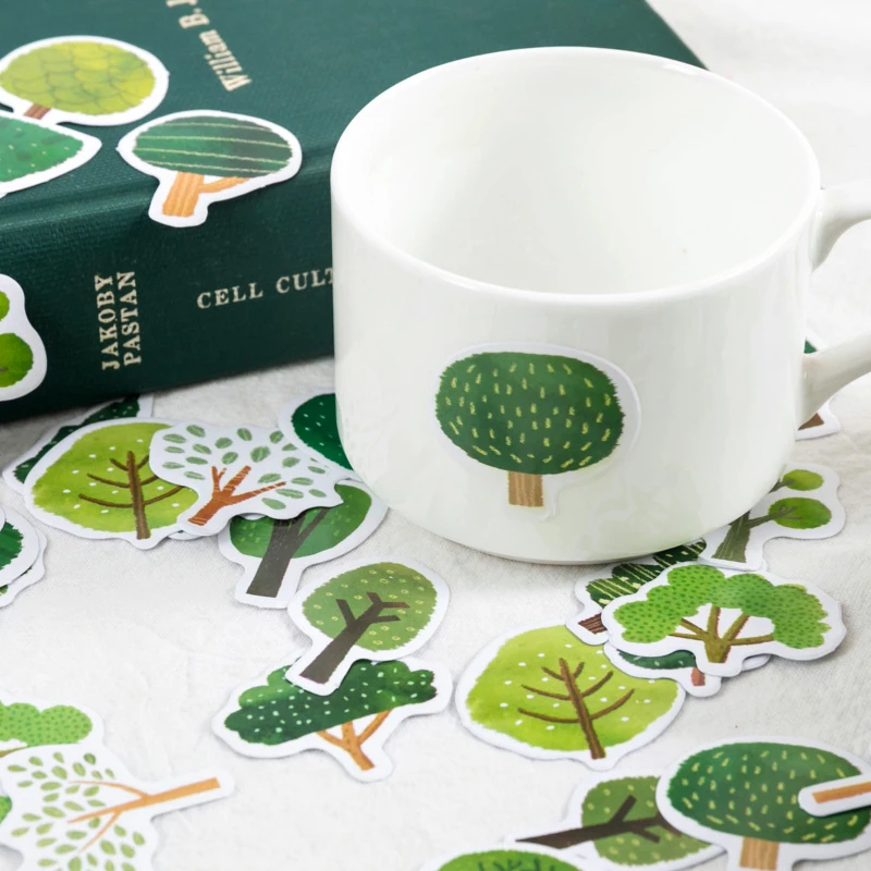 46Pcs Green Forest DIY Seal Stickers Multi functional Plant Style DIY Handmade Album Scrapbook Decorative Stickers