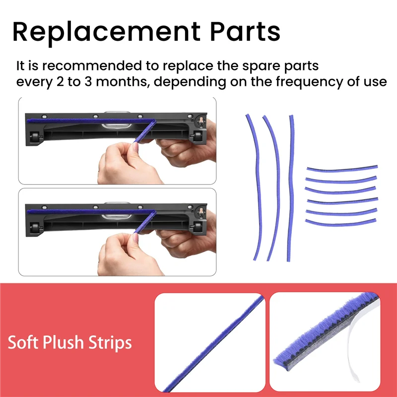 다이슨 V6 V7 V8 V10 V11 진공 청소기 소프트 롤러 헤드 교체 액세서리 부품 용 9Pcs 소프트 플러시 스트립