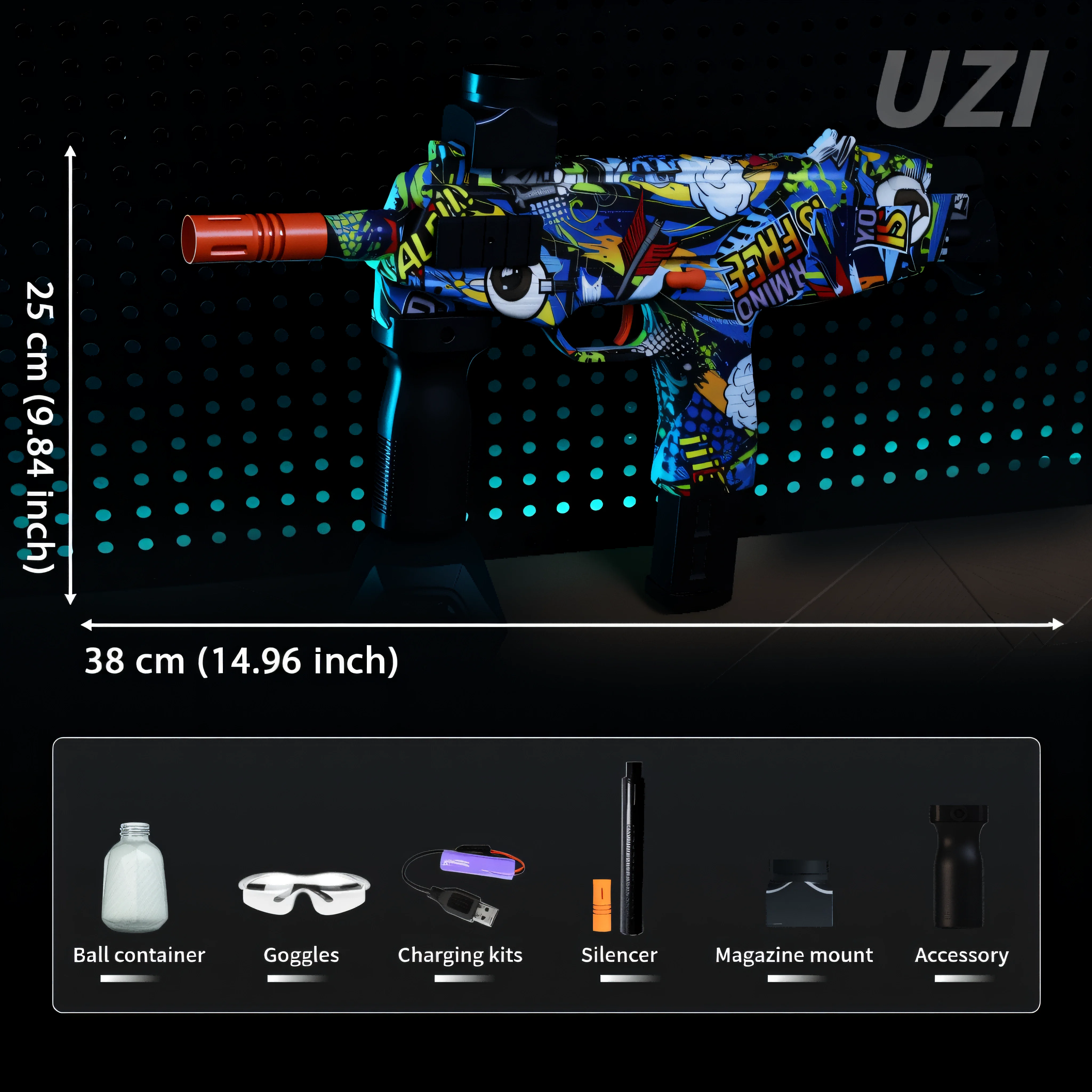 UZI Gel Ball Blaster Set - Rechargeable Outdoor Combat Toy for Teens 14+, Perfect Gift for Boys & Girls (Gel Beads Not Included）