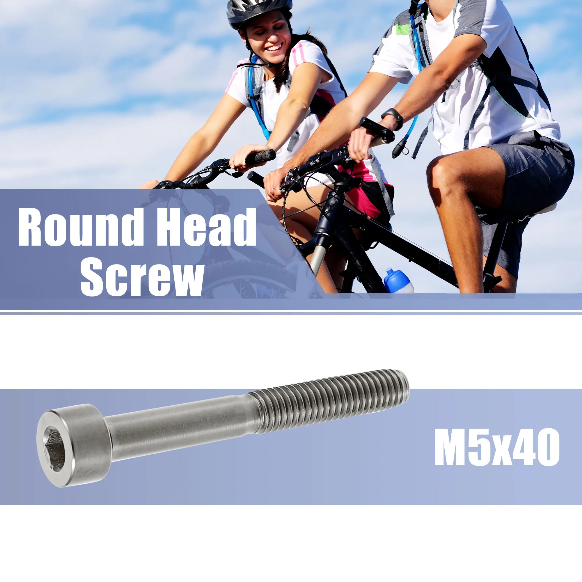 

X Autohaux Titanium Tone Universal M5x40 Bike Bicycle Seatpost Screw Seat Tube Round Head Screw Bike Bicycle Accessory