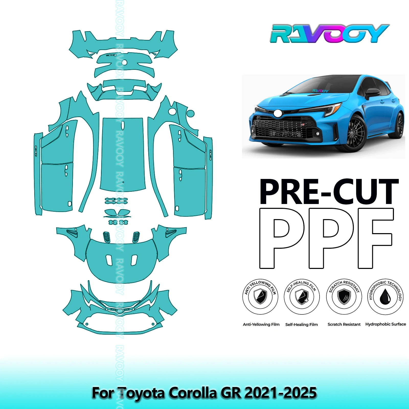 

Car Precut PPF Paint Protection Film Full Vehicle For Toyota Corolla GR 2021-2025