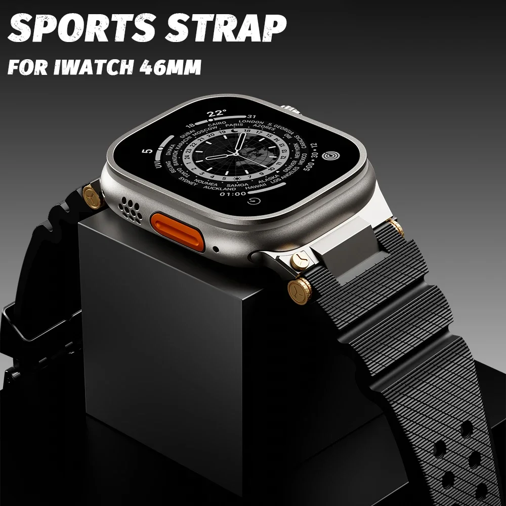 

Rubber Sports Strap for Apple Watch Series10 46mm Ultra 2/1 49mm 44mm 45mm Silicone Bracelet for IWatch 10 9 8 7 6 5 4 Se Correa