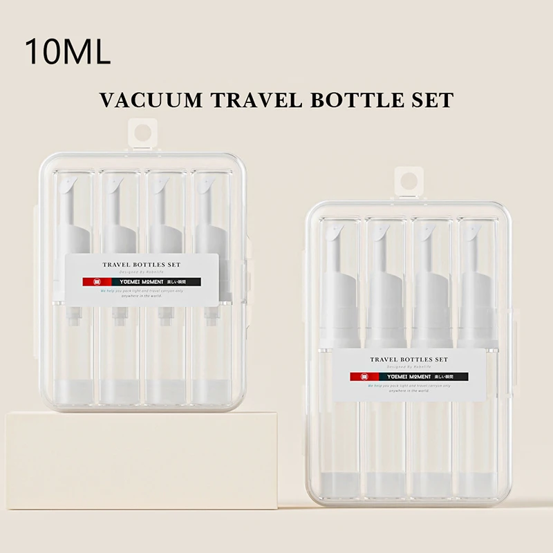 

4PCS 10ML Vacuum Press Bottle Travel Cosmetic Pressed Vacuum Lotion Cream Bottle Eye Serum Toiletries Liquid Containers Storage