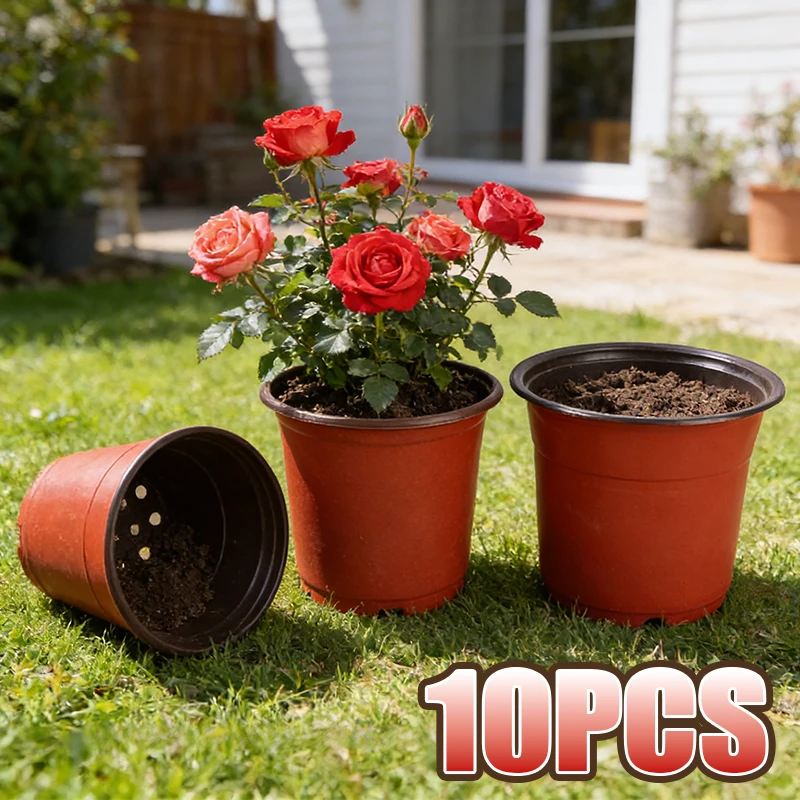 

Garden Propagation Nursery Pots 10PCS Red Plastic Seedling Pots with Holes for Indoor Outdoor Plant Growing Hydroponics System