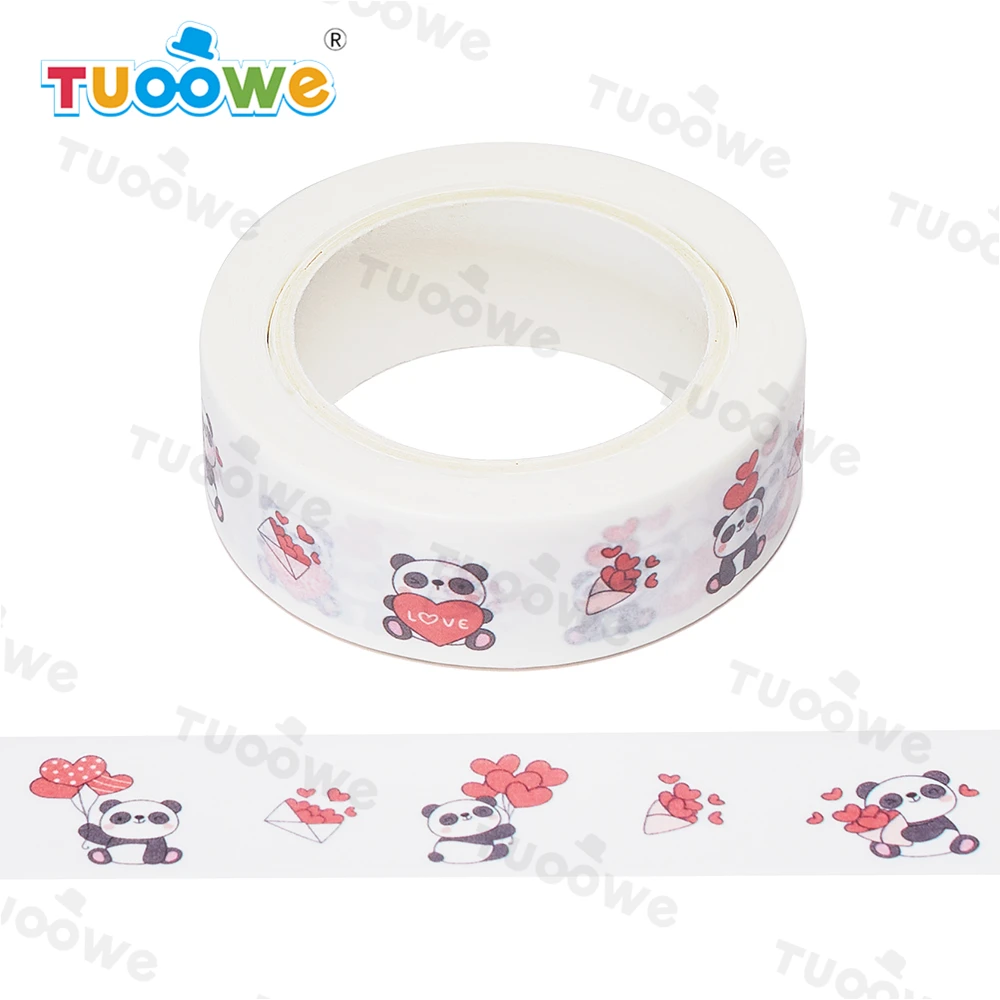 NEW 1PC 15mm x 10m Seamless Baby Panda with Heart Love Cartoon Washi Tape Scrapbook Masking Adhesive Washi Tape Stationery