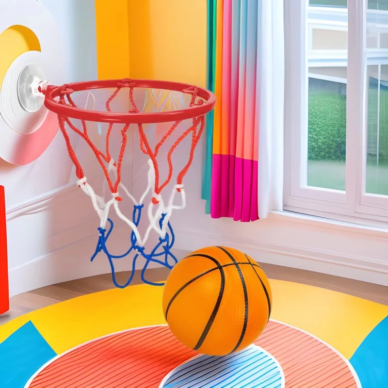 小さなバスケットボールセット、手首にフィットするしっかりとしたゴム製の弾力性のあるボール、子供の運動、シューティングテーブルゲームのおもちゃ、スポーツ玩具