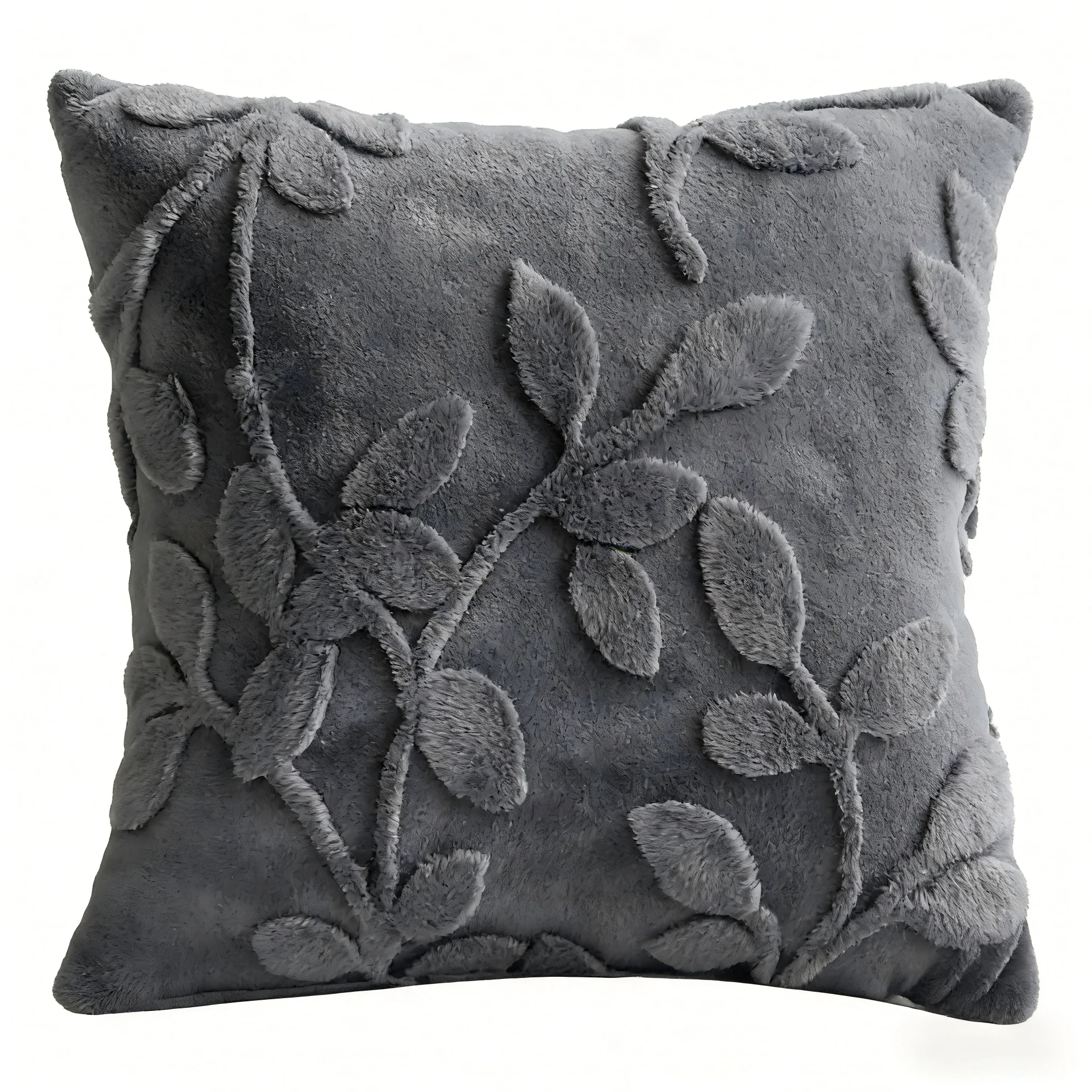 Spring leaves 3D jacquard soft Velvet Throw Pillow 18x18 Inch 1 Pc, Cushion Washable Invisible Zipper Shrink Resistant for Sofa