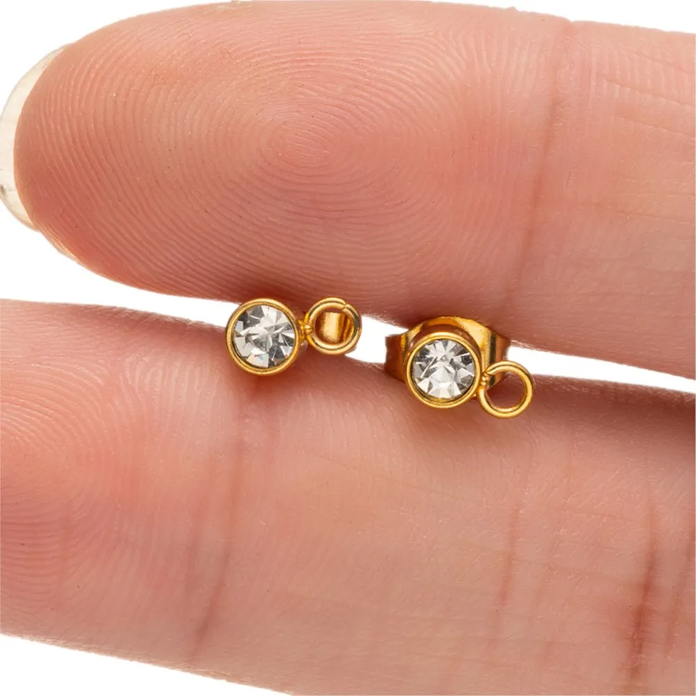 Clear Rhinestone Earring Posts for DIY Jewelry Making