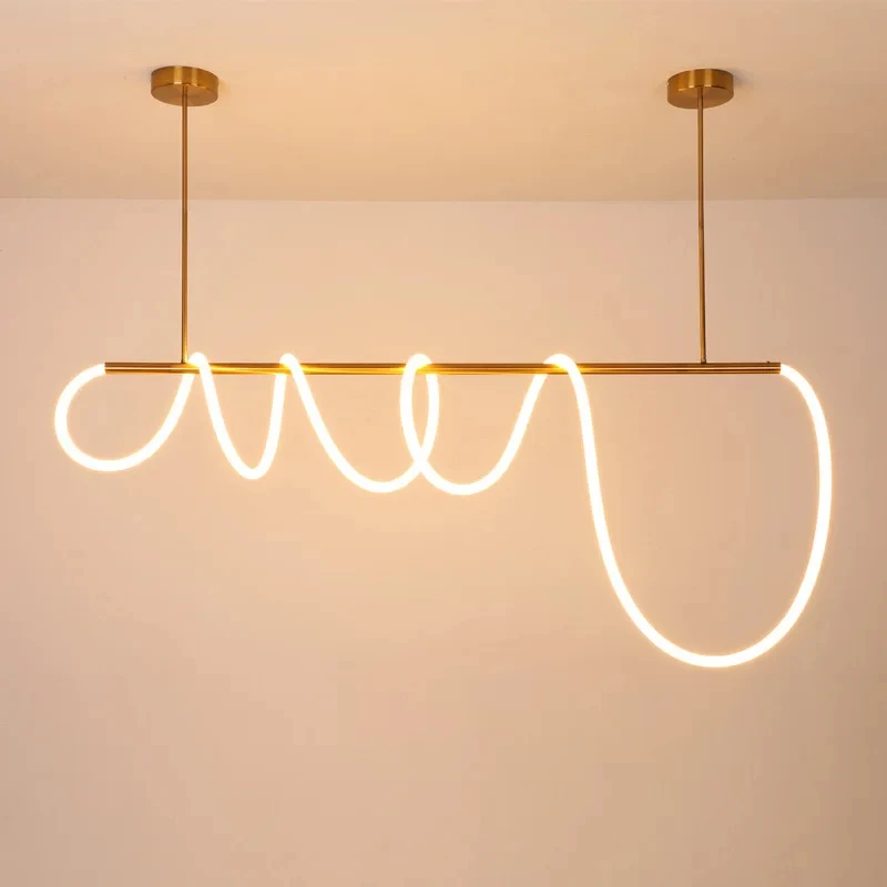 Unique DIY Led Pendant Lights Dimmable Gold Minimalist Decor for Kitchen Dining Room Bar Hanging Lamp Lusters Ready to ship