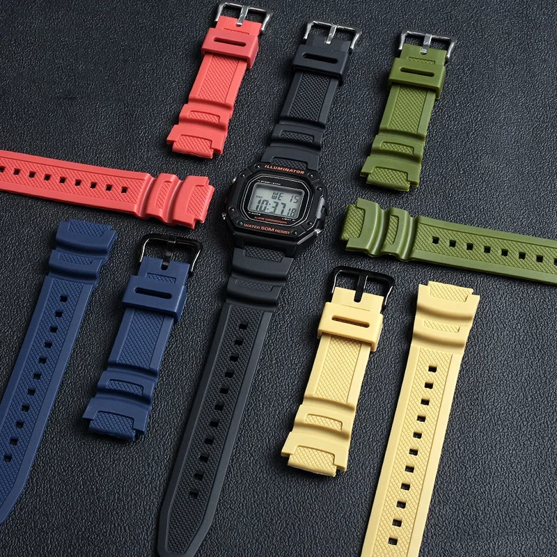 Watch strap accessories are suitable for Casio Watch W-218h / F-108 AE1200 / 1000 / 1300 resin silicone watch strap 18mm