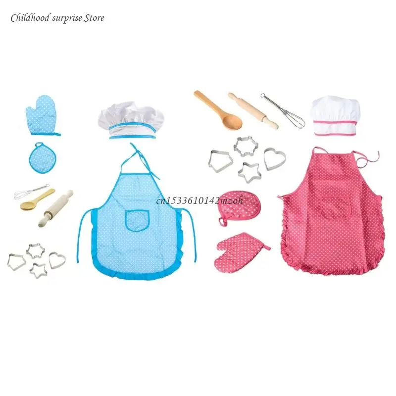 2-6 Year Old Girls Chef Outfit Set, Apron Cooking Set, Toddler Apron for Kids Dropship