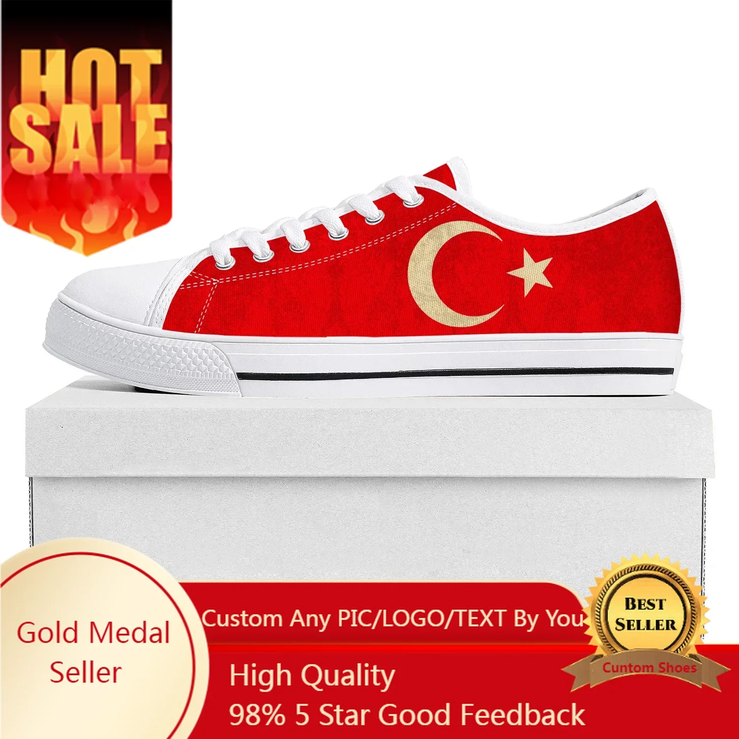 

Turkish Flag Low Top High Quality Sneakers Mens Womens Teenager Canvas Sneaker Turkey Prode Casual Couple Shoes Custom Shoe