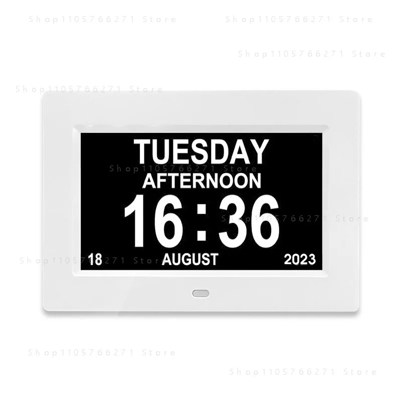 7Inch Digital Calendar Alarm Clock Automatic Dimming 8 Languages Large Dementia Alzheimers Medicine Time Reminder For The Elders