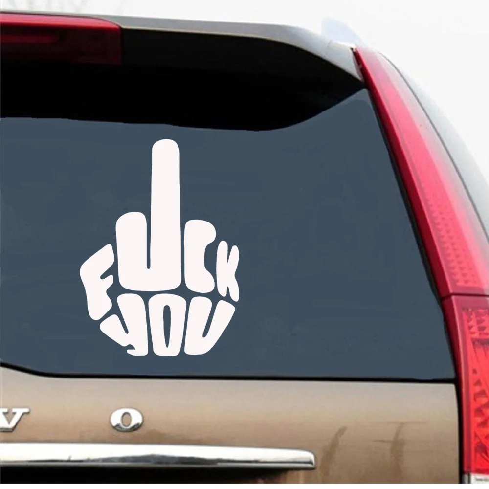 Car Body Middle Finger Frase Car Stickers For Window Decor Sticker Art Car Quotes Stickers Rear Windshield Fashion Decals