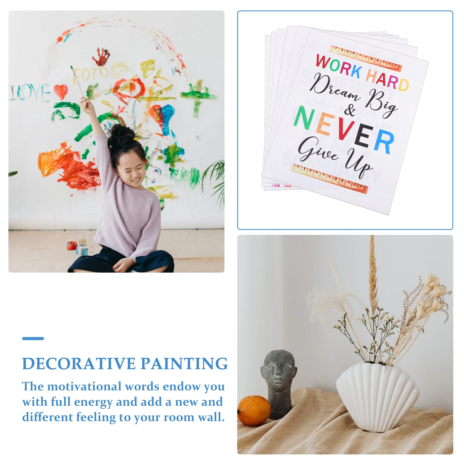 

6 Pcs Decorative Paintings 20x25cm Custom Canvas Art Inspirational Wall Art for Bedroom Playroom Modern DIY Decor