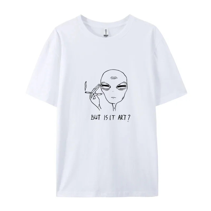 Inspiration The Alien Is Thinking But Is It Far Funny Cotton T-Shirt Men Crew Neck T-Shirt Print Clothing Shirt Drop Shipping