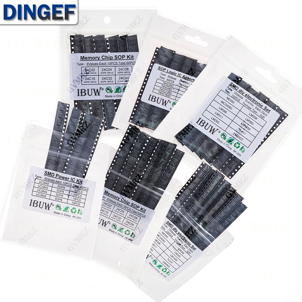 NE555 LM358 TL431 LM393 UC3842 UC3843 UC3844 UC3845 SOP-8 24C02 24C04 24C08 74HC00 SMD Netzteil IC Kit