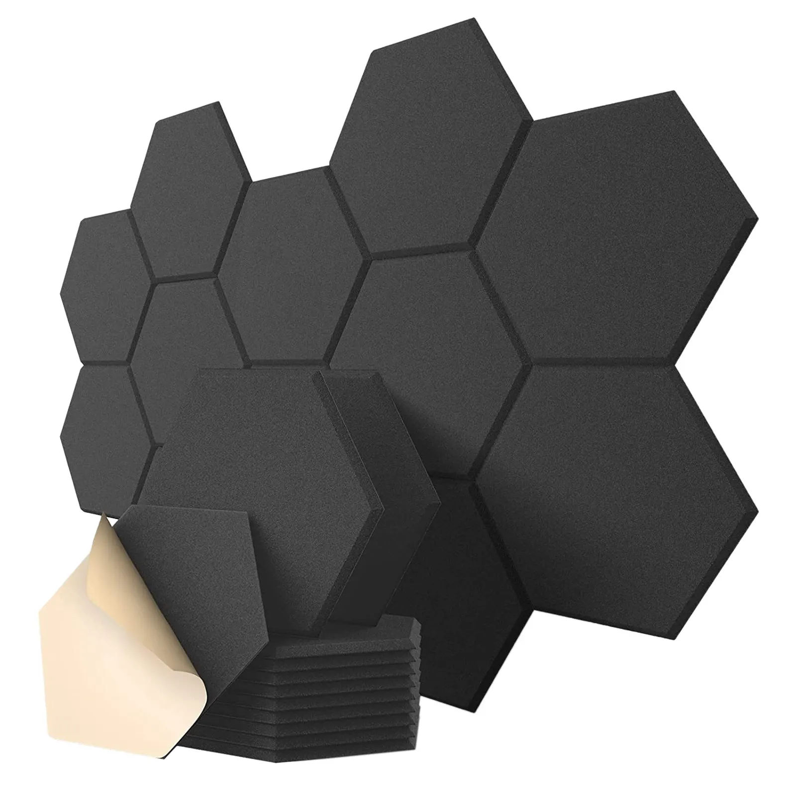 12 Pack Self-Adhesive Acoustic Panels 12X10X 0.4 Inch Soundproof Foam PanelsHexagon Soundproof Panels