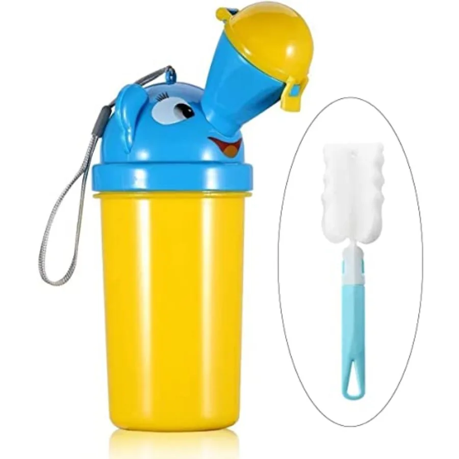 

[500ML] Portable Baby Child Travel Potty with Clean Brush, Hygienic Leak Proof Urinal Emergency Toilet for Camping, Car Travel,