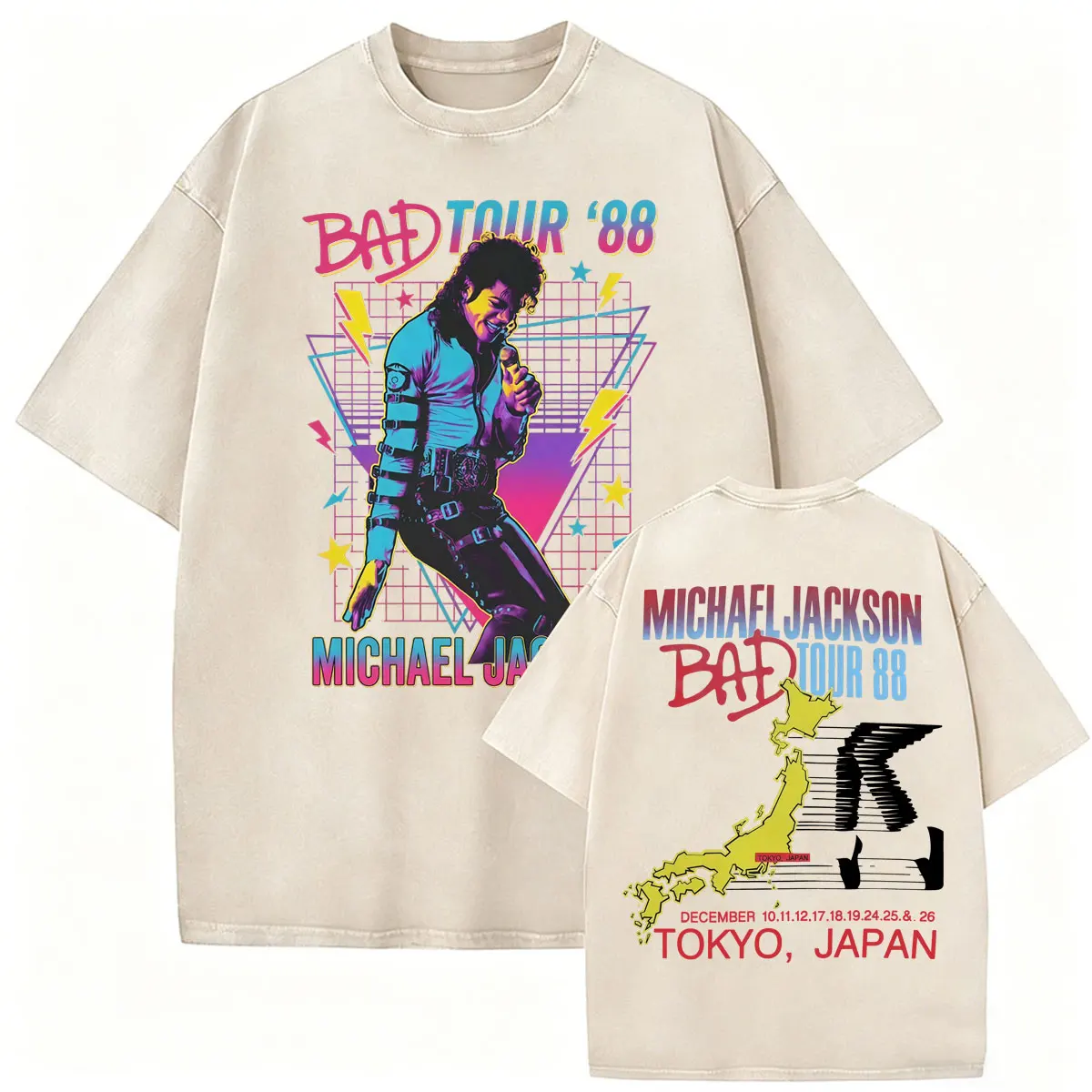 Vintage Washed King of Pop Bad Tour '88 Michael Jackson Retro 80s