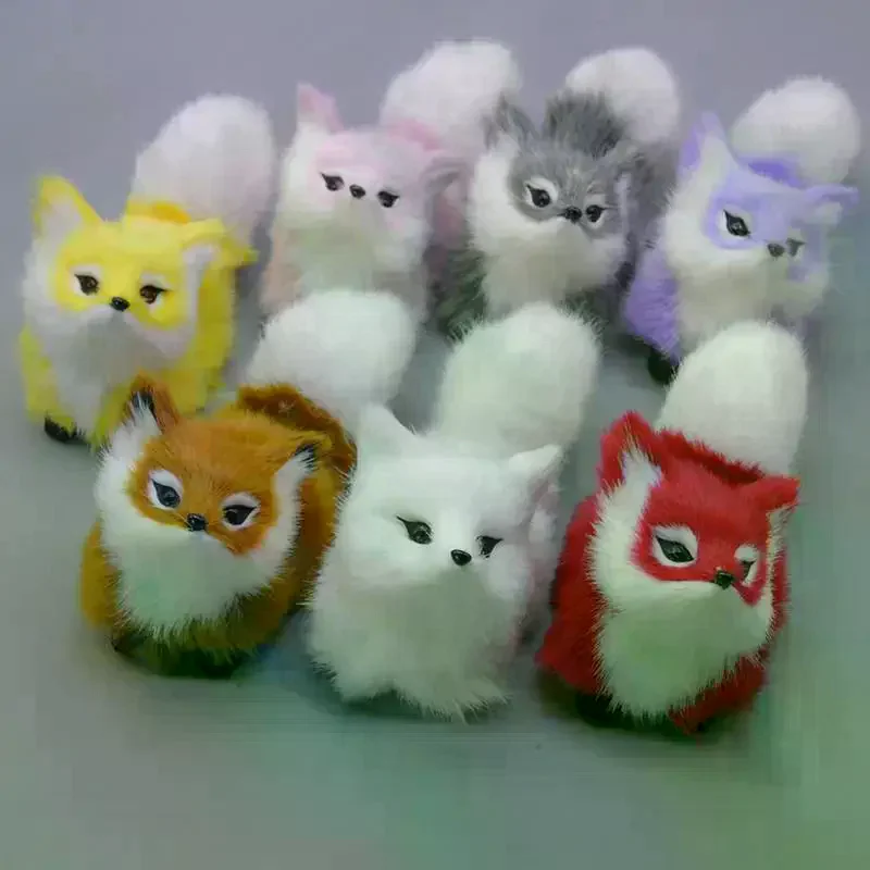 Soft Squatting Mini Plush Simulation Fox Soft Lifelike Plush Stuffed Fox Doll Cute Colorful Animal Figurine Home Decor