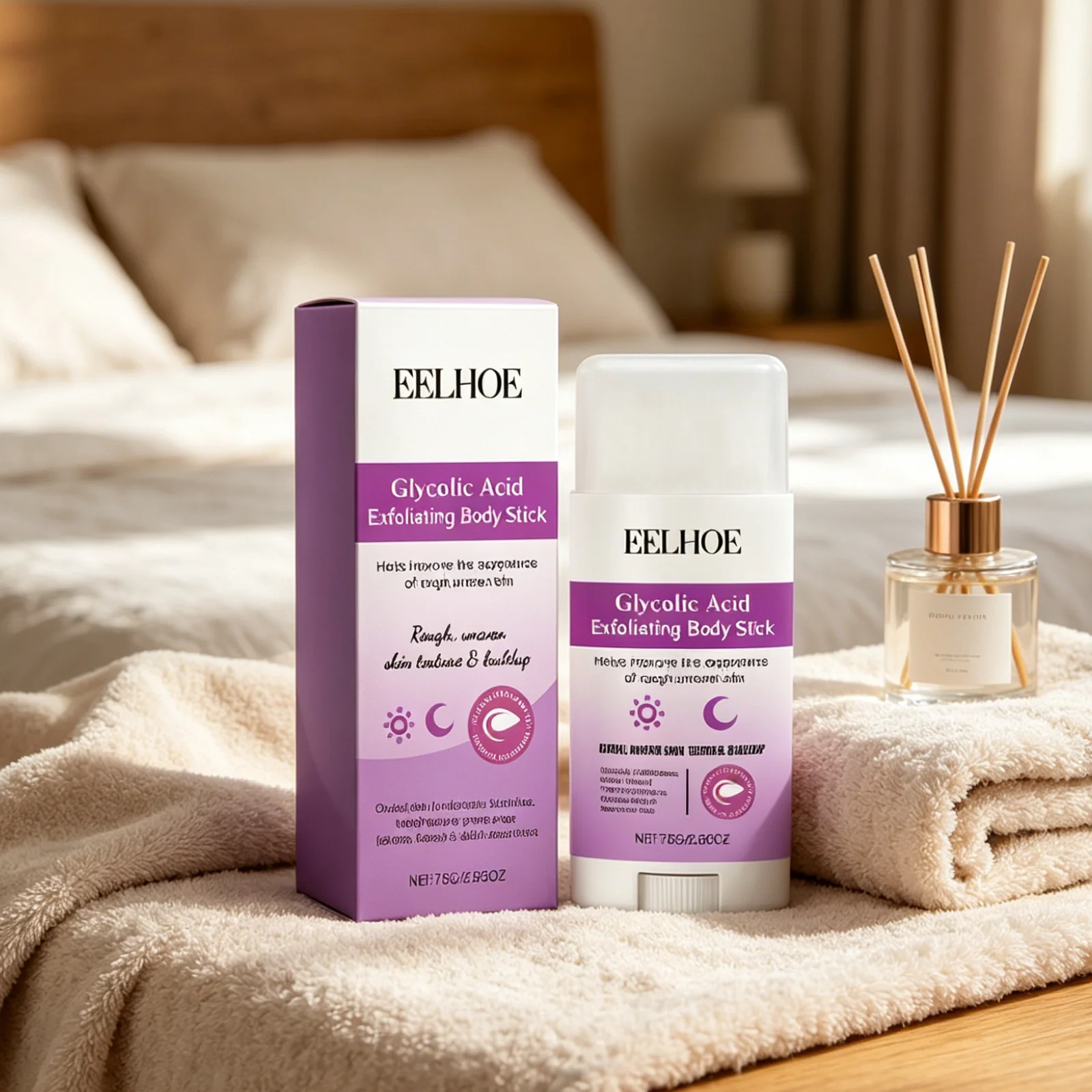 EELHOE Glycolic Acid Exfoliating Body Stick for Elbow Knee Armpit Rough Skin Remover Improve Texture Soft Smooth Body Exfoliant