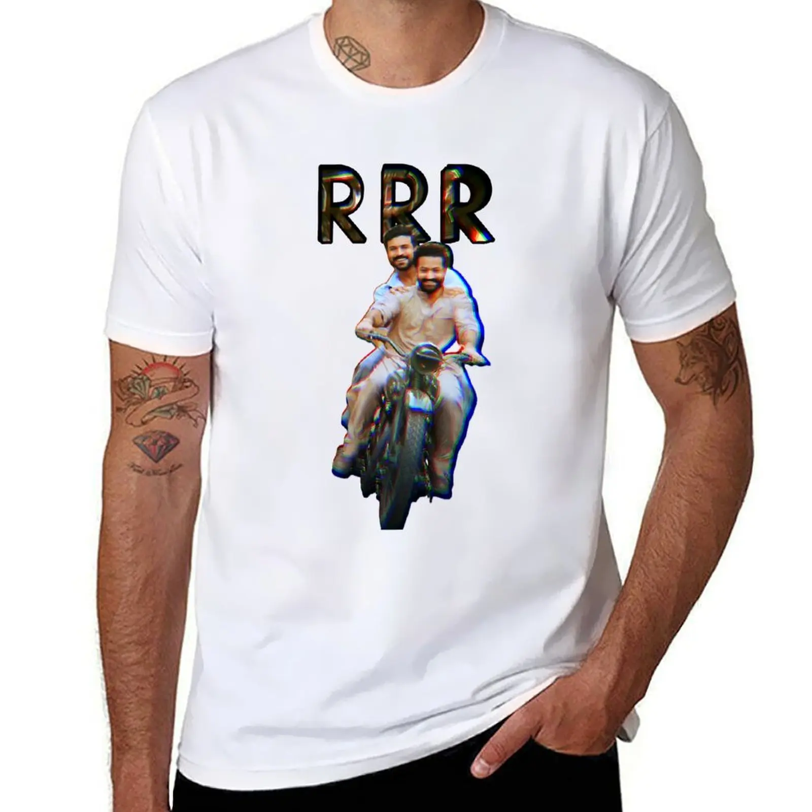 

RRR movie still design T-Shirt t shirts for man cotton funny anime t shirts for man T-Shirt