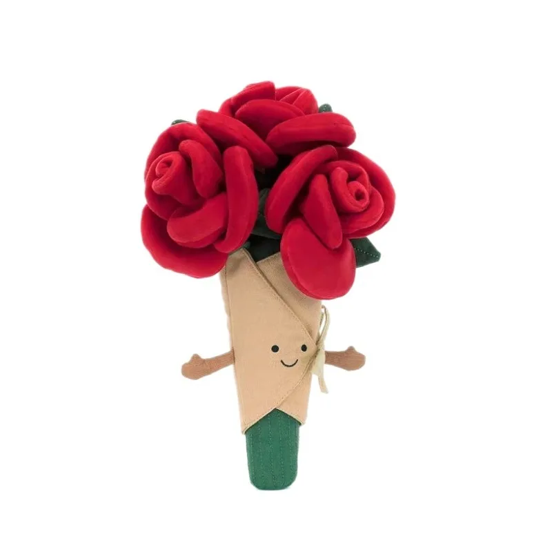Ramo de rosas, muñeco de peluche, juguete de peluche de flores de mano, regalo de compañero de boda suave para niñas, regalo de Navidad