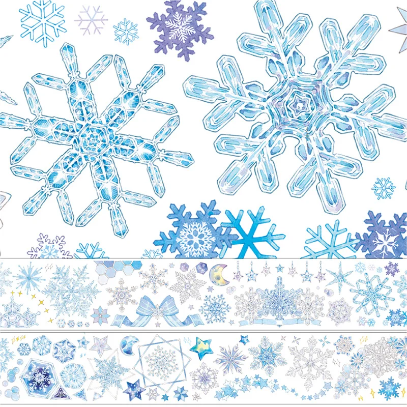Blue Snowflake PET Washi Tape Decorative Sticker Winter Landscape