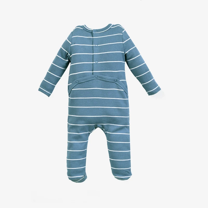 AA-Gestreifte Pyjamas für Kinder Jungen und Mädchen Zweiteiliges Set und Baby-Strampler Langarm Herbst/Winter Gerippte Baumwollkleidung – Detail 19