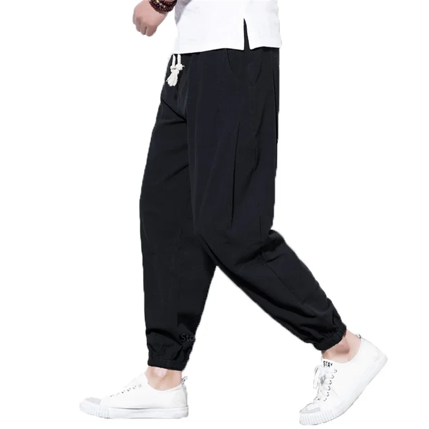 New Japanese Asian Style Pant for Men Adult Kimono Haori Vintage Samurai Chinese Male Leggings Trousers Maxi M-5XL