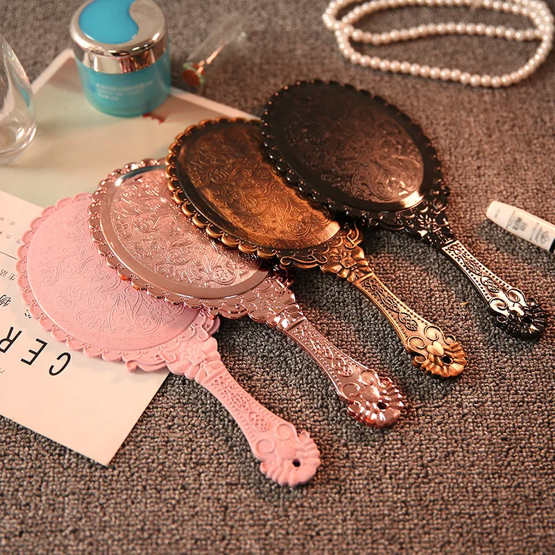Tragbare Vintage Handheld Make-Up Spiegel Hand Halten Oval Kosmetik Spiegel Europäischen Stil Edle Alte Gericht Spiegel Schönheit Werkzeug – Detail 2