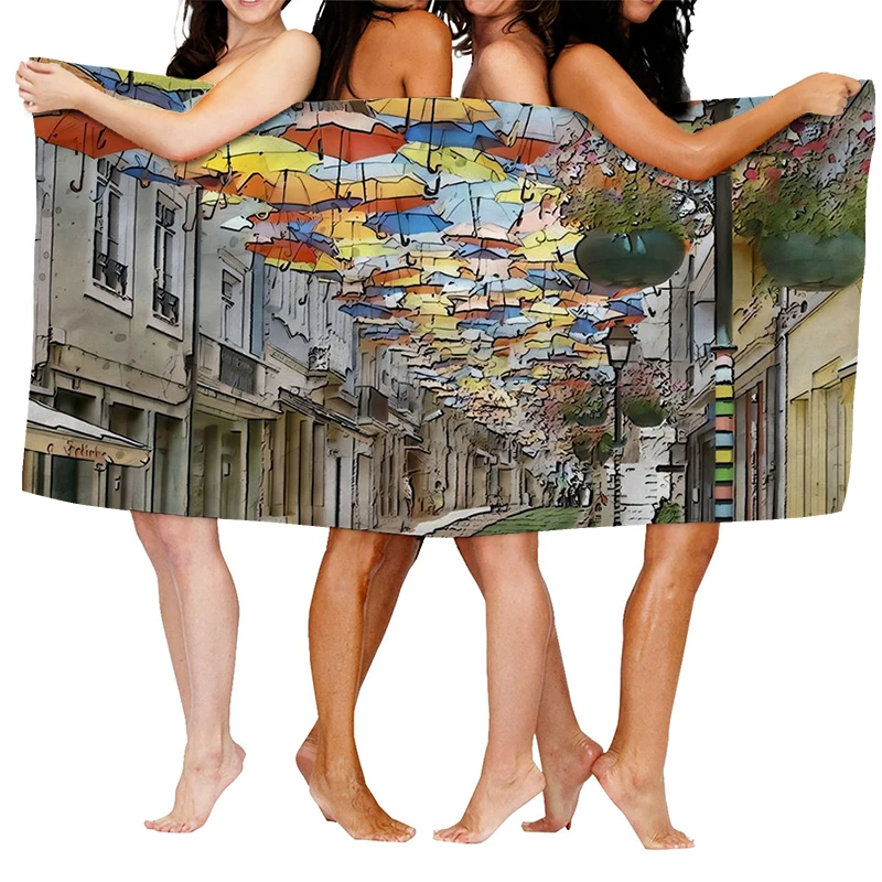 Home bath towels for the body towels bathroom quick drying microfiber beach towel Oil painting style man large sports towel