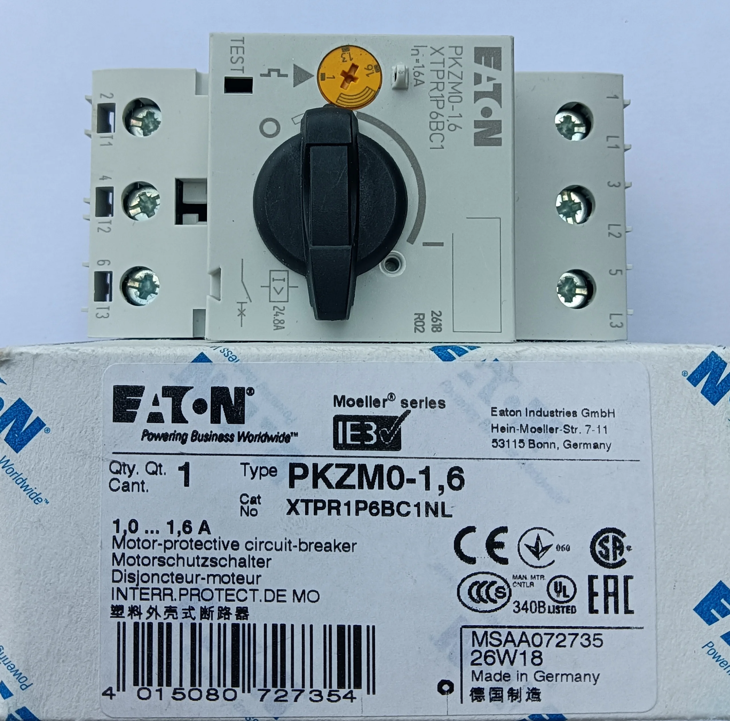 New Original Eaton PKZM0-1, 6 (1.6) motor protection circuit breaker