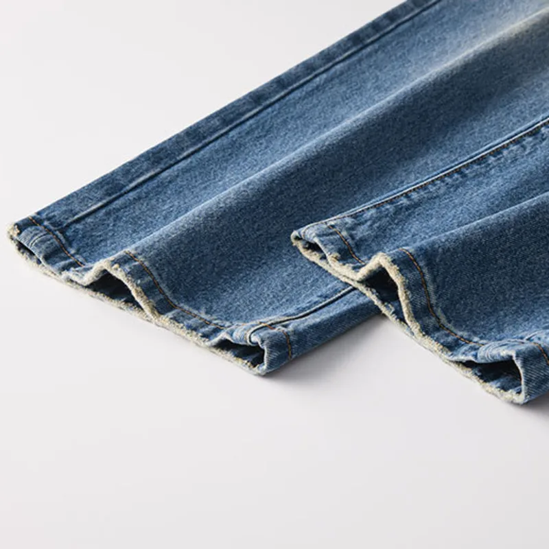 Hksh primavera outono novos homens na moda em linha reta casual elegante jeans chique diário vintage perna larga solta simples calças jeans ins hk11429